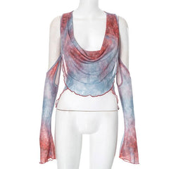Cowl neck off shoulder ruffle top