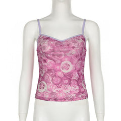 V neck flower print backless cami top