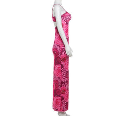 Flower print lace hem cami maxi dress