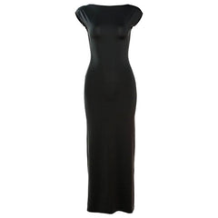 Cap sleeve solid backless maxi dress
