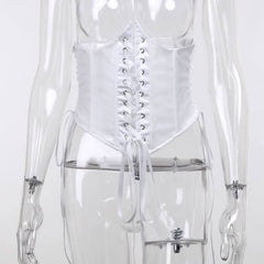 Lace up self tie solid corset top