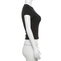 Short sleeve crewneck beaded top