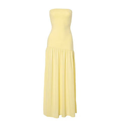 High slit ruched backless solid tube maxi dress