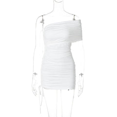 Off shoulder drawstring mini dress