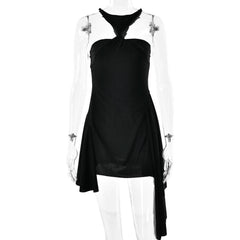 Halter ruched solid mini dress-final-sale
