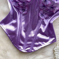 Sweetheart neck butterfly applique backless tube top