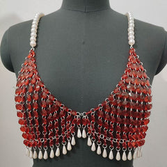 Crystal v neck tassels hollow out cami cut out top