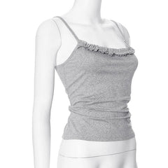 Ruffle backless ruched solid cami top