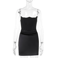 Ruched solid tube backless bustier mini dress