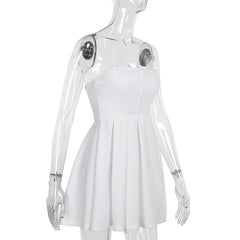 Bustier zip-up backless solid pleated tube mini dress