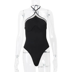 Halter backless sweetheart pattern bodysuit