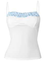 U neck ruffle ruched cami top