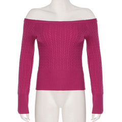 Long sleeve off shoulder solid sweater top
