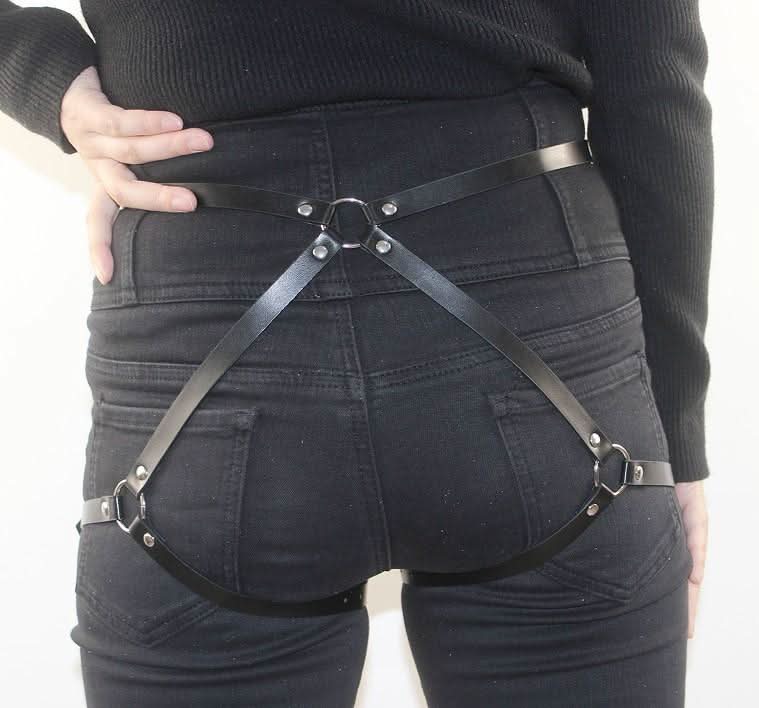 PU leather o ring solid garter belt