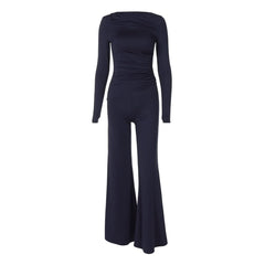 Long sleeve ruched high rise pant set-final-sale