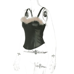 Sweetheart neck fluffy cami top
