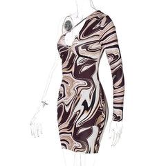 One shoulder irregular ripple hollow out cut out mini dress-final-sale