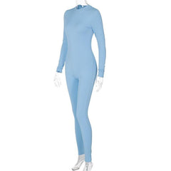 Ribbed long sleeve solid zip-up jumpsuit-final-sale