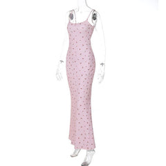 U neck flower print cami maxi dress