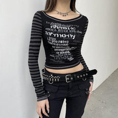 Striped patchwork long sleeve contrast stitch top-final-sale
