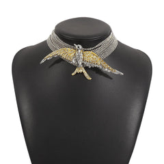 Layered swallow decor choker necklace