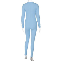 Ribbed long sleeve solid zip-up jumpsuit-final-sale