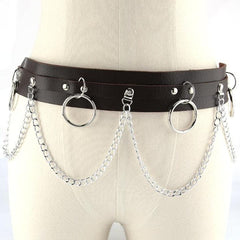 PU leather o ring metal chain belt