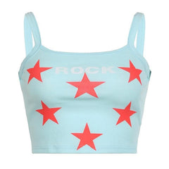 Star pattern square neck contrast cami crop top-final-sale