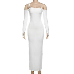 Long sleeve off shoulder textured solid maxi dress