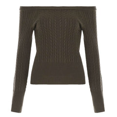 Long sleeve off shoulder solid sweater top