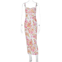 Sweetheart neck flower print cami maxi dress