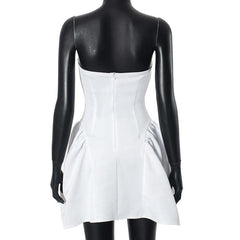 Ruched zip-up backless stitch tube mini dress