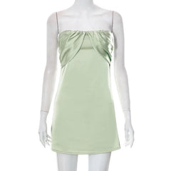 Patchwork slit ruched backless sleeveless tube mini dress-final-sale