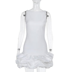 Zip-up ruched solid backless mini dress