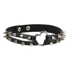 Heart rivet decor PU leather choker necklace