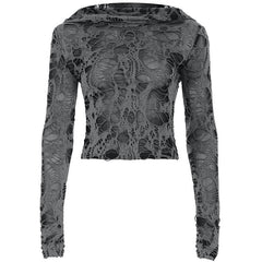 Hoodie long sleeve hollow out cut out top