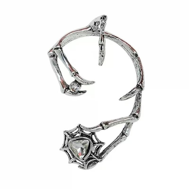 Rhinestone spider web decor earring