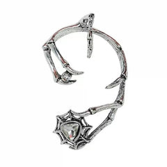 Rhinestone spider web decor earring