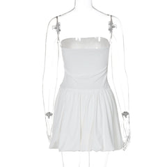 Backless solid A-line tube mini dress