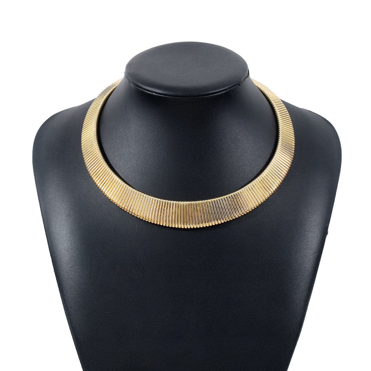 Ribbed metal solid chain necklace