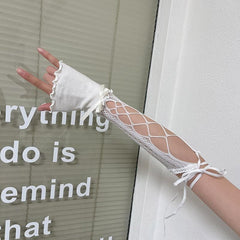 Hollow out self tie bowknot gloves