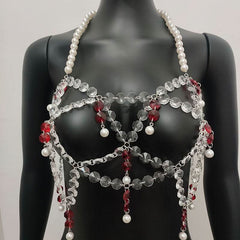 Halter hollow out tassels backless crop cut out top
