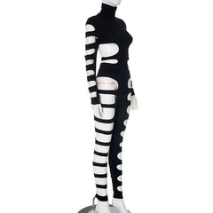 High neck long sleeve hollow out pant set