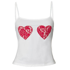 U neck sweetheart pattern cami top-final-sale