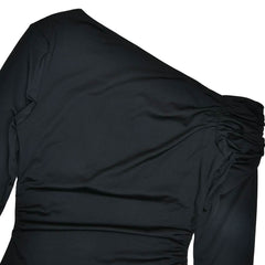 One shoulder long sleeve solid bodysuit