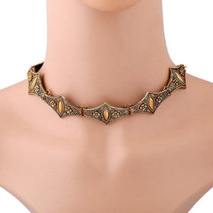 Flower metal chain adjustable choker necklace