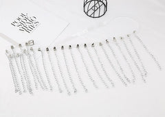 PU leather metal chain tassels belt