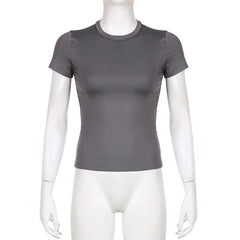 Short sleeve crewneck solid top