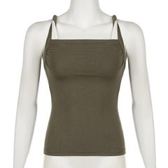 Square neck ruched o ring cami top