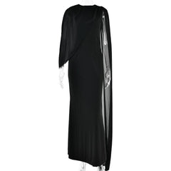 Irregular ruffle chiffon patchwork maxi dress